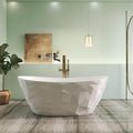 64" Premium Modern Solid Surface Free Standing Bathtubs, Unique Matte White by HIGEINE