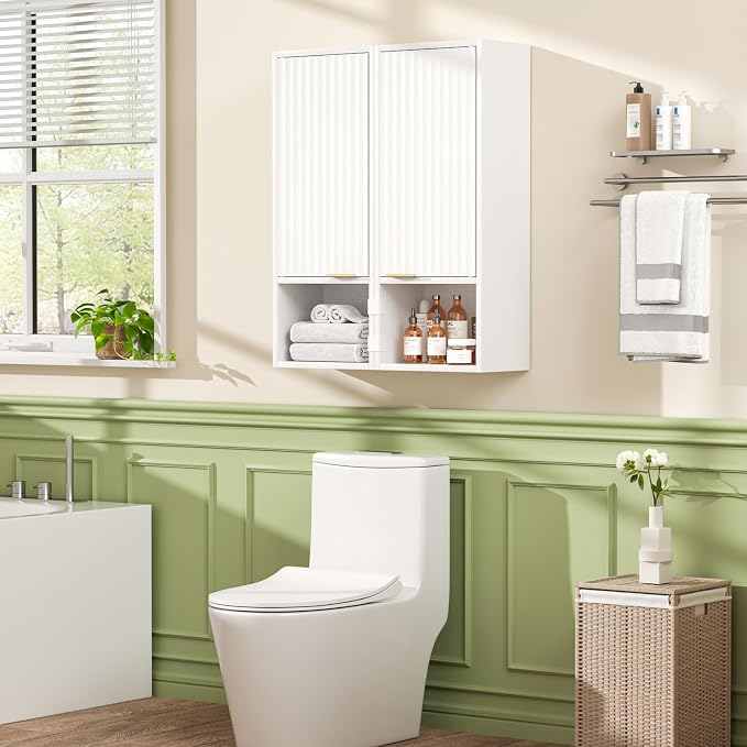 59.1" Tall Slim Bathroom Storage Cabinet White | Freestanding or Wall Mounted - Image 3