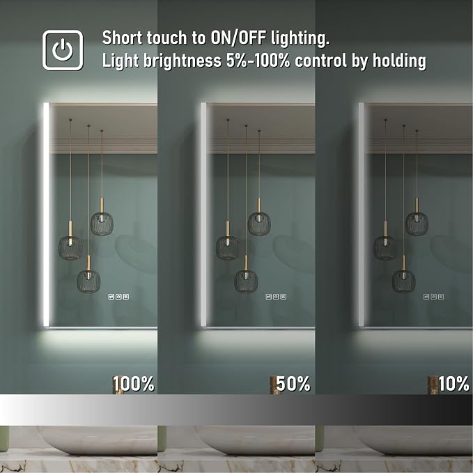 WELLFOR 60" x 30" LED Mirrored Bathroom Cabinet, Mirror Medicine Cabinet - Image 6