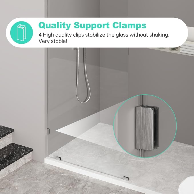 Frameless Fixed Shower Screen 34" W × 74" H, Shower Glass Panel, 5/16" SGCC - Image 3