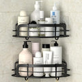 STEUGO Black Bathroom Corner Shower Shelfs, Adhesive Wall Mounted Shower Caddy by STEUGO