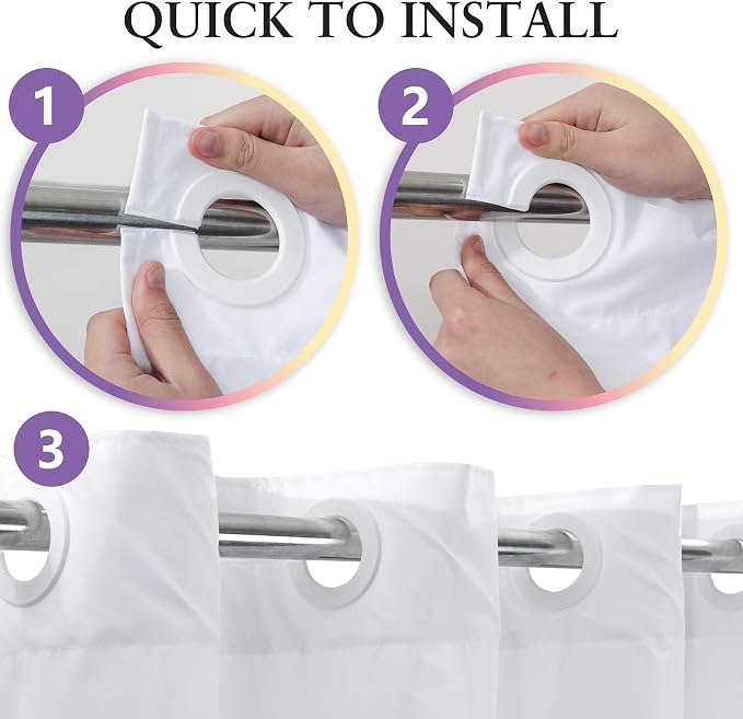 River Dream Extra Long No Hook Shower Curtain TPU Lining & No Required Liner - Image 3