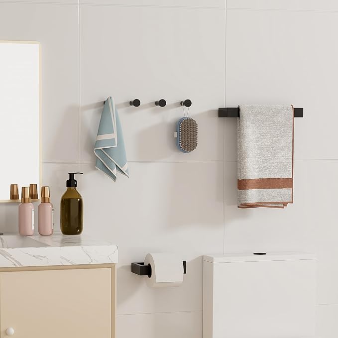 SAYAYO 6-Piece Bathroom Hardware Set Black, Includes 10 Inch Towel Bar - Image 2