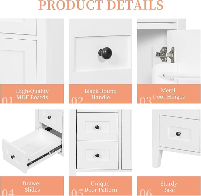 30" Bathroom Vanity with Sink Combo, Tip-Out Drawer, Solid Wood & MDF Modern - Image 8