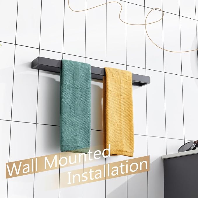 KOKOSIRI Towel Bar Matte Black Bath Towel Holder 24-Inch Kitchen Rack Stainless - Image 5