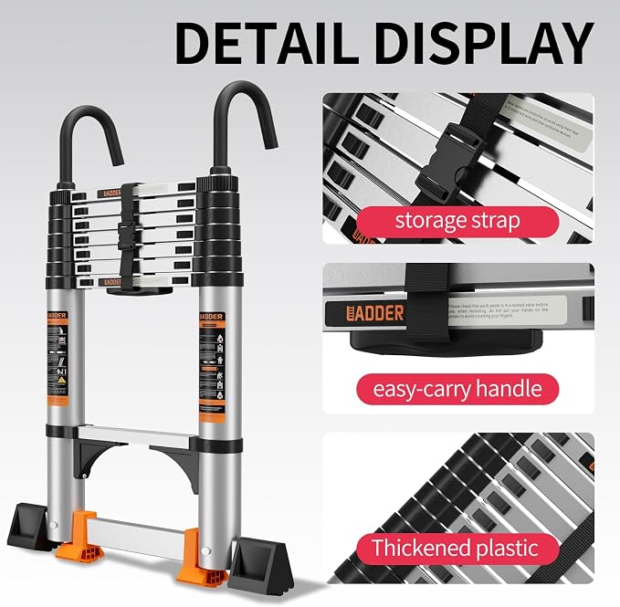 Telescoping Ladder, 8.5FT Aluminum Multi-Purpose Collapsible Ladder - Image 3