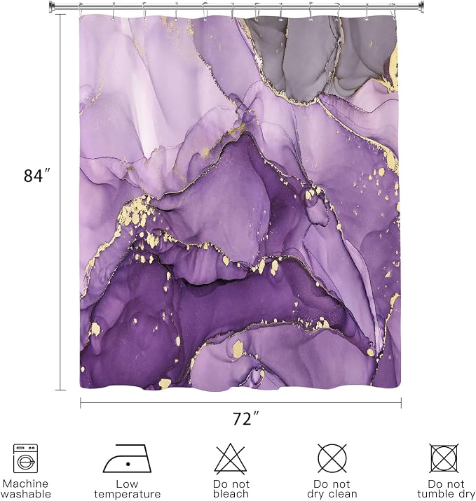 Extra Long Shower Curtain 72 x 84 Inch, Modern Luxury Art Decor Ink Texture - Image 6