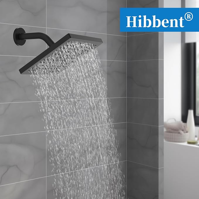 Hibbent Thickness Metal Rain Shower Head, 8 Inch High Pressure Rainfall Shower - Image 7