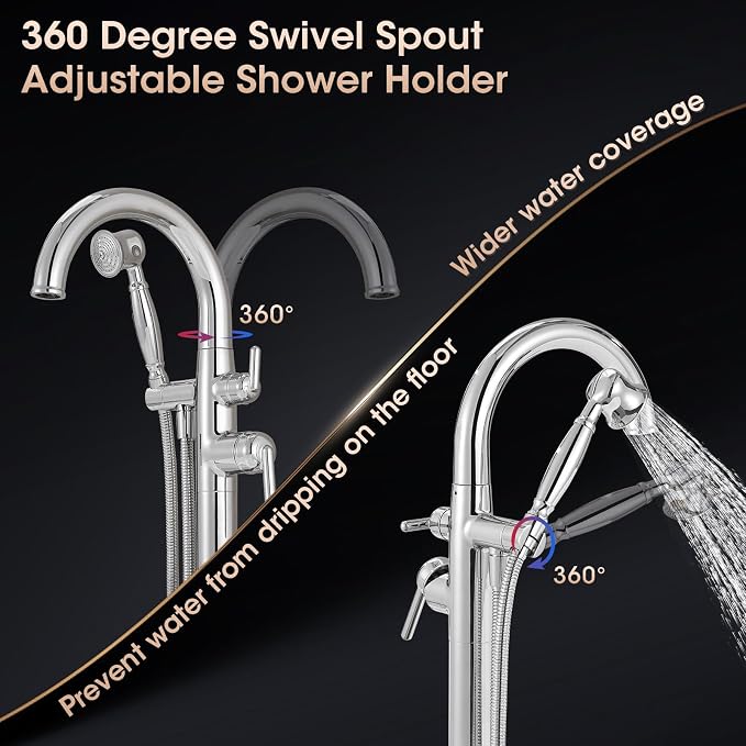 Free Standing Bathtub Faucet Brass Bathtub Faucets High Flow Soaker Tub Faucet - Image 4