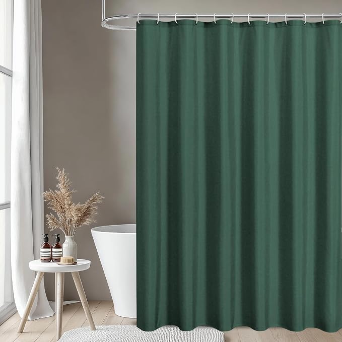 2-in-1 Waterproof Fabric Shower Curtain or Liner, Linen Textured, Breathable - Image 2