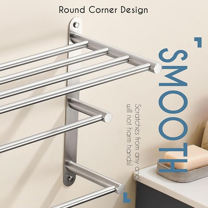 KOKOSIRI 3 Tier Bath Towel Bar 24 Inch Wall Mounting Rack - Image 7