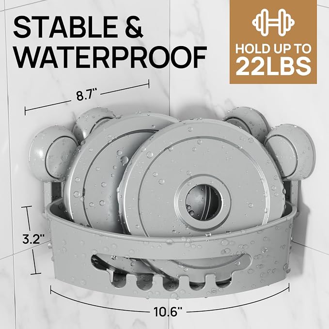 LEVERLOC Corner Shower Caddy Suction Cup, shower shelves suction cup, 2 Pack - Image 2