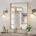 LOAAO 22”X30” Gold Bathroom Mirror, Rounded Rectangle Gold Frame Mirror by LOAAO