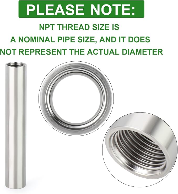 TAISHER 2PCS Stainless Steel Pipe Fittings, 1/4" NPT x 1/4" NPT Female Threaded - Image 3