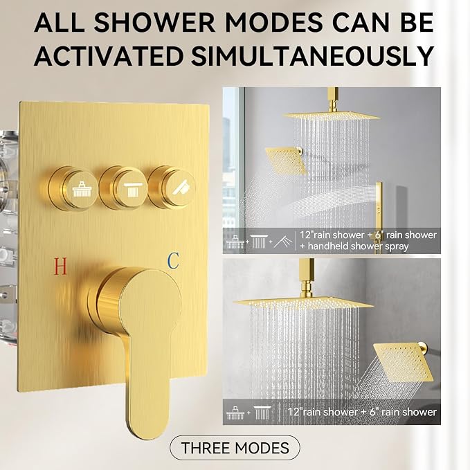 Shower Systems with Rain Shower and Handheld, STARBATH Dual Head 12+6" Rainfall - Image 3