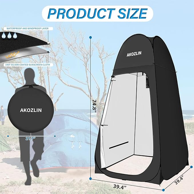 AKOZLIN Portable Pop Up Shower Tent Instant Privacy Dressing Changing Tent - Image 2