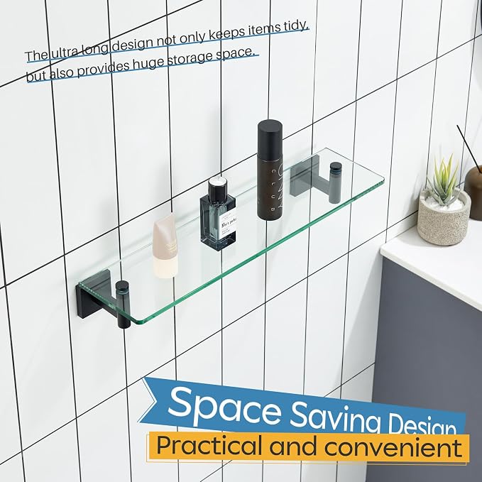 KOKOSIRI Bathroom Shelves Glass Floating Shelf 20-Inch - Image 5