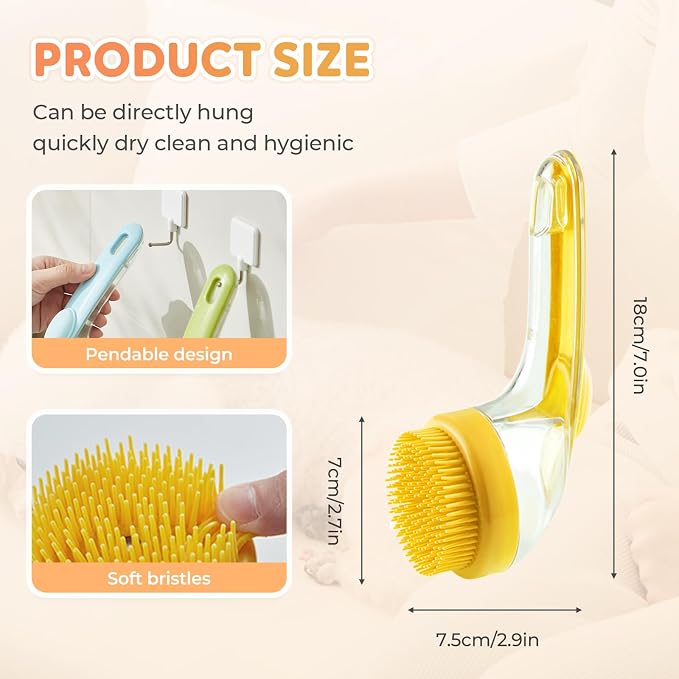 Pet Bath Brush with Shampoo Dispenser, Dog Bath Brush and Grooming Massage Brush - Image 7