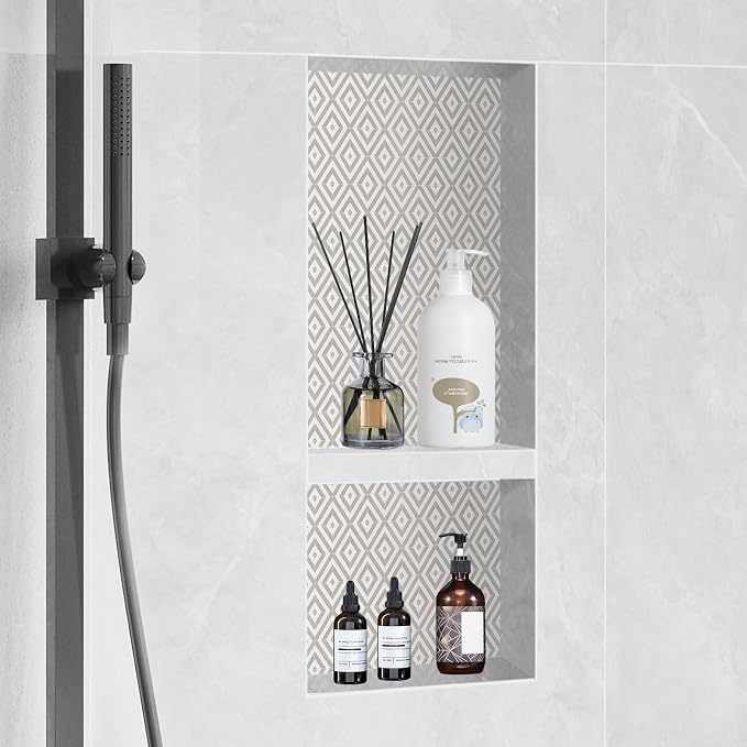 VEVOR Shower Niche Insert Tile Ready 16" x 32", Double Shelf Niche - Image 2
