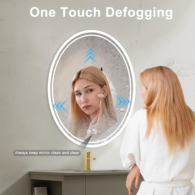 36 X 28 Inch Oval LED Bathroom Mirror Anti-Fog Wall Mounted Lighted Bathroom - Image 4