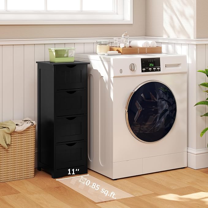 Tangkula Bathroom Floor Cabinet, Freestanding Narrow Side Storage Organizer - Image 4