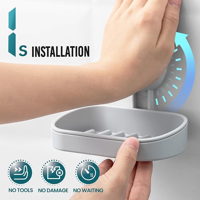 TAILI Soap Dish Bar Holder Suction Cup, Soap Saver - Image 2