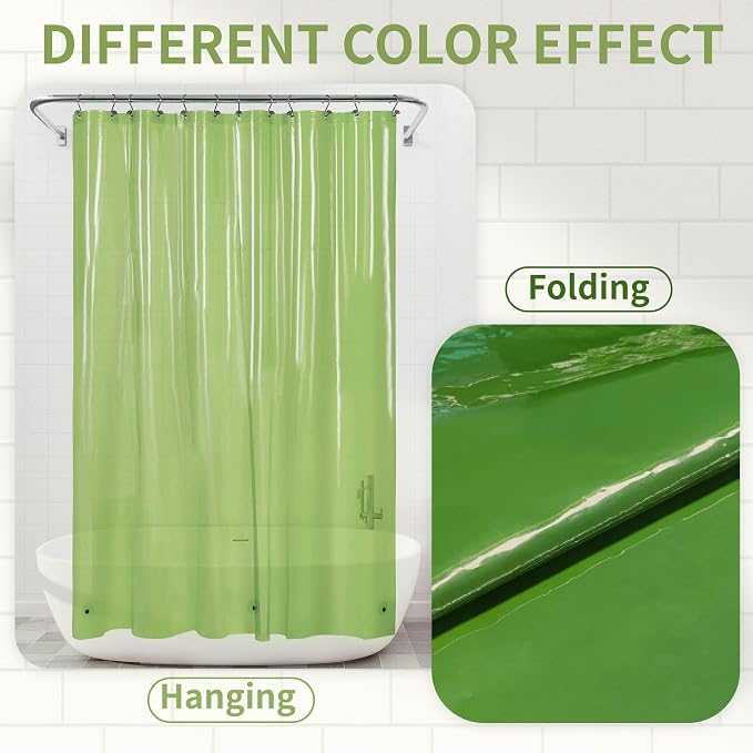 Barossa Design Clear Green Long Shower Curtain Liner 78" Height - Image 2