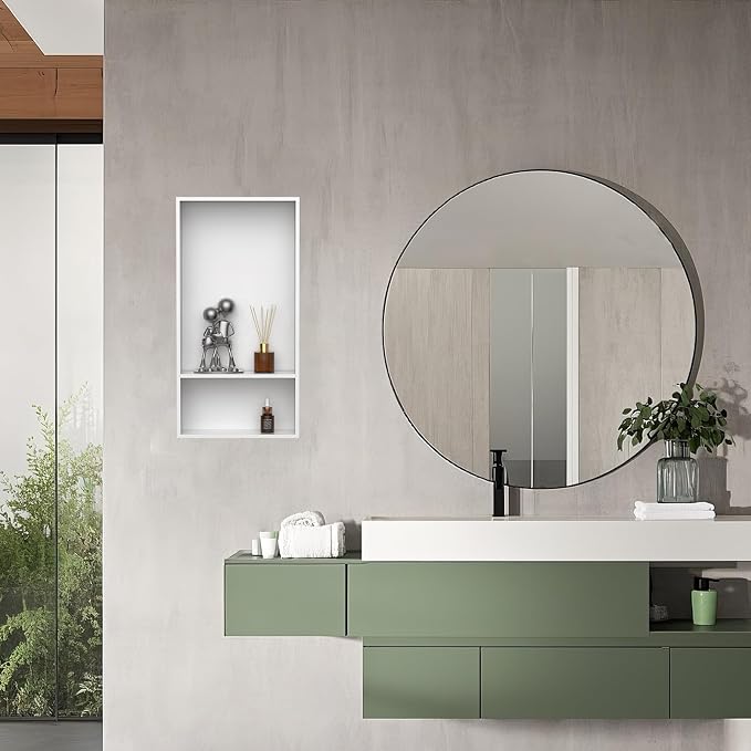 Homevacious 13" X 25" Stainless Steel Shower Niche No Tile Needed Double - Image 2