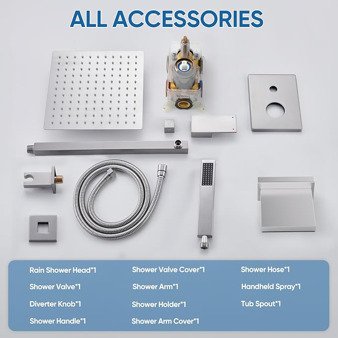 Tub Shower System, All Metal Tub Shower Faucet Set - Image 9