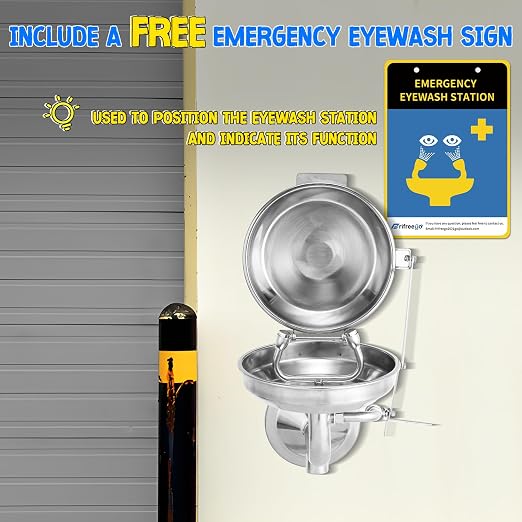 Eye Wash Station with Cover, Wall Mount Eyewash Station OSAH Approved, - Image 6