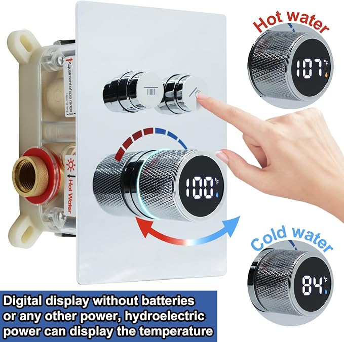 Digital Display Shower Valve Shower Valve 2 Way Shower Diverter Valve Shower - Image 3