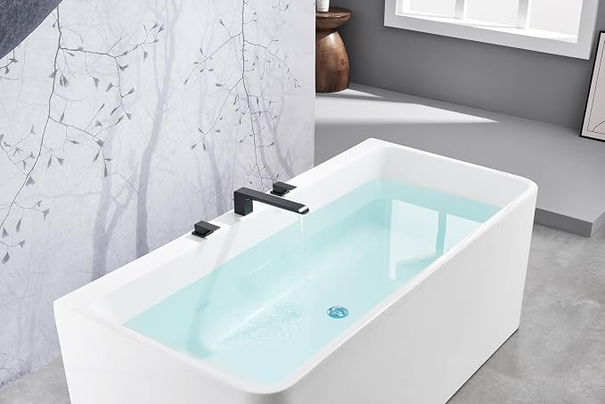 SITGES Minimalist Square-Shaped Bathtub Faucet, 2-Handle Widespread Roman Tub - Image 5