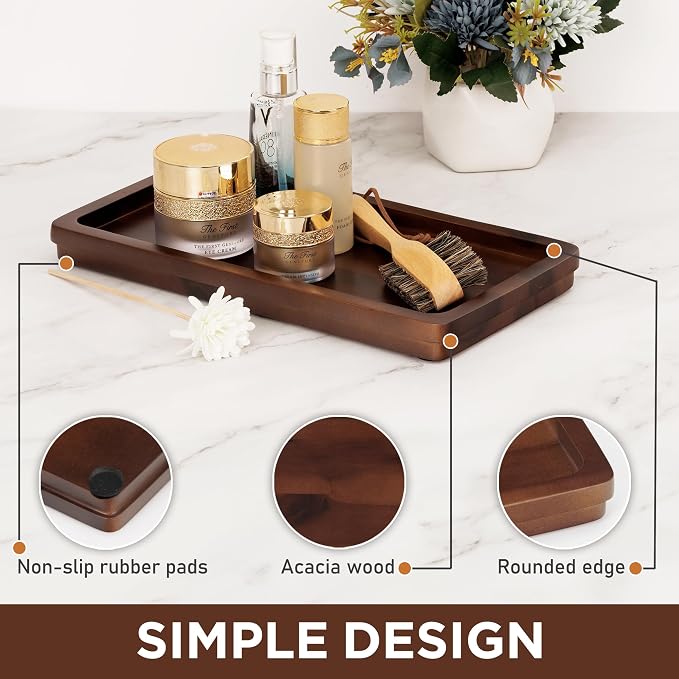 Bathroom Vanity Tray 11.8x5.9in of Acacia Wood - Image 3