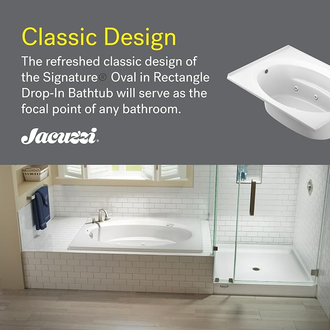 Jacuzzi SIGNATURE Acrylic Drop-In Bathtub, Heated Jet Massage Tub, Slip - Image 4