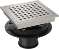6 Inch Square Shower Floor Drain, Brushed Nickel High Flow Shower Drain Kit by Homfan