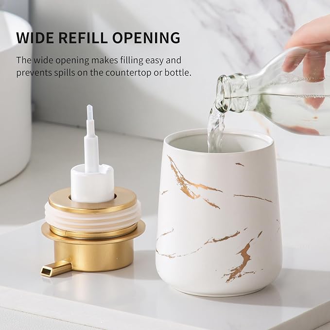 Enra Hand Foaming Gold Soap Dispenser, 12 oz Ceramic Foam Soap Dispenser - Image 4