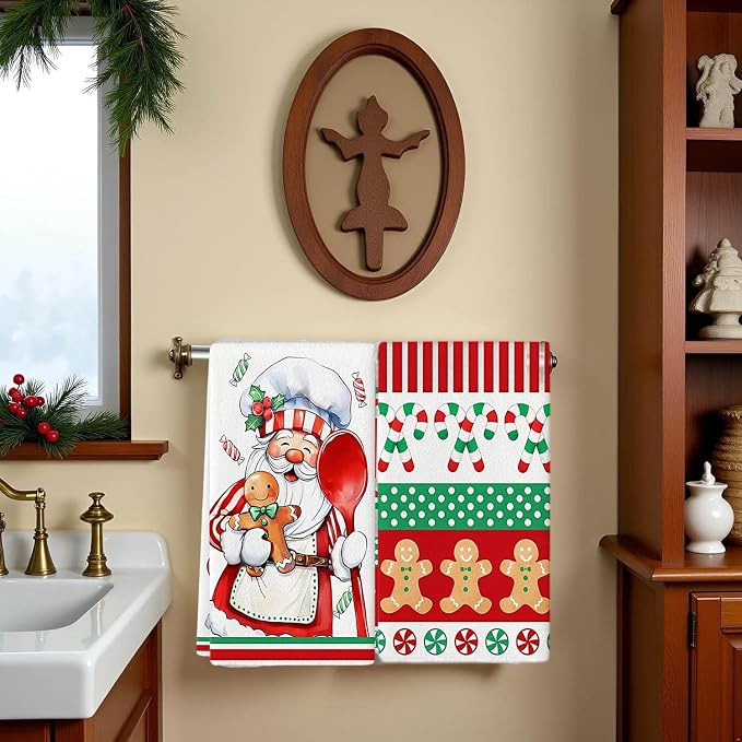 Cesqouc® 4pcs Hand Towels with Christmas Patterns : Santa Claus und Cute - Image 4