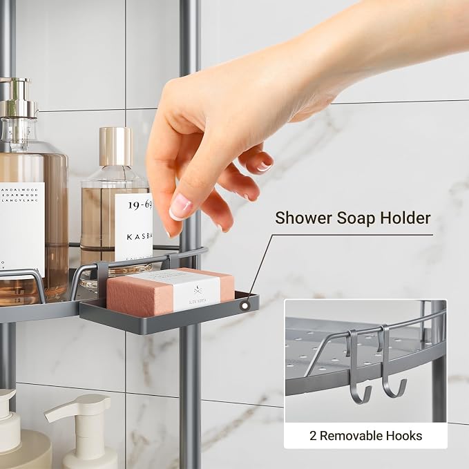 ELYKEN Corner Shower Caddy Standing, 3 Tier Rustproof Metal Shower Organizer - Image 3