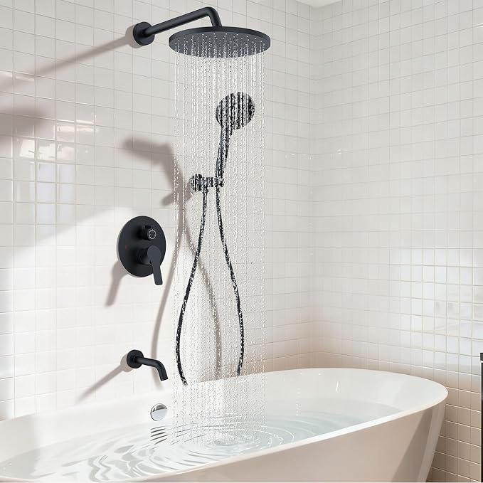 Iriber Mattle Black Bathtub Shower Faucet Set，Bathroom Shower System - Image 2