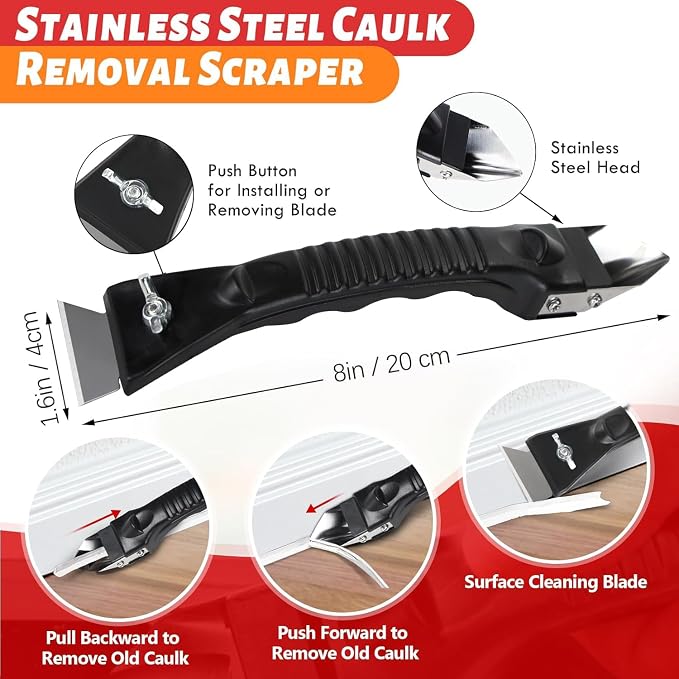 Caulk Gun Kit, Smooth Silicone Caulking Gun and Caulk Remover Tool, Sealant - Image 3