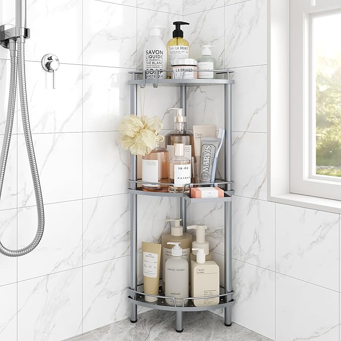 ELYKEN Corner Shower Caddy Standing, 3 Tier Rustproof Metal Shower Organizer by ELYKEN