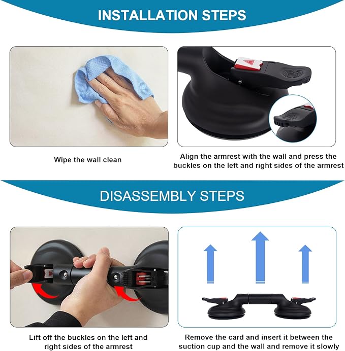 15inch Suction Shower Grab Bar, Portable Shower Handle Bar Suction Grip Bar - Image 4