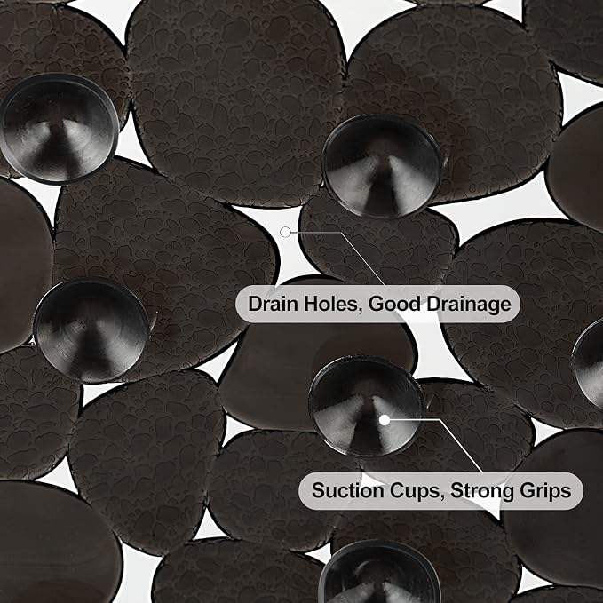 WELTRXE Pebbles Bath Mat for Tub Black Non-Slip Bathtub Mat - Image 4