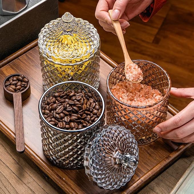 Colorful Home Decorative Jar Qtips Holder Dispenser Glass Storage Container - Image 2