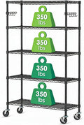 5 Tier Storage Shelves with Wheels Wire Rolling Garage Shelving Rack Organizer by Alexayhome