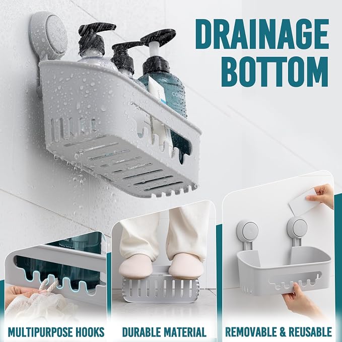 TAILI Shower Caddy Suction Cup 2 Pack, Heavy Duty Bathroom Organizer, Removable - Image 3