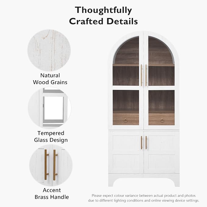 71" Tall Arched Kitchen Pantry, Mid-Century Pantry Cabinet - Image 6