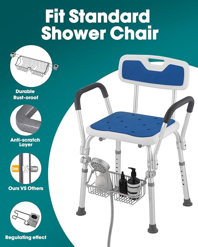 Rustproof Hanging Shower Caddy for Shower Chair, Stainless Steel Bathroom - Image 4