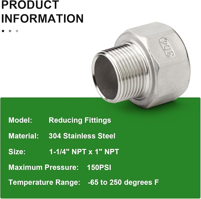 TAISHER 2PCS 304 Stainless Steel Pipe Fitting - Image 5