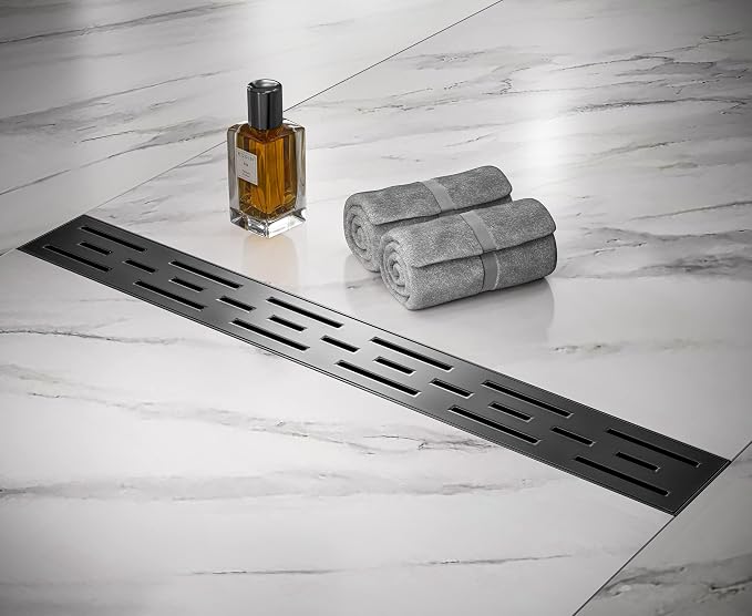 HEATGENE 24-Inch Linear Shower Drain in Matte Black - Image 6